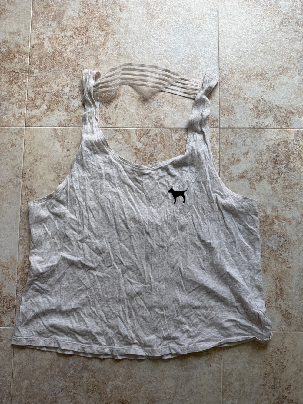 PINK Victoria's Secret Light Gray Tank Top with Black Dog Logo